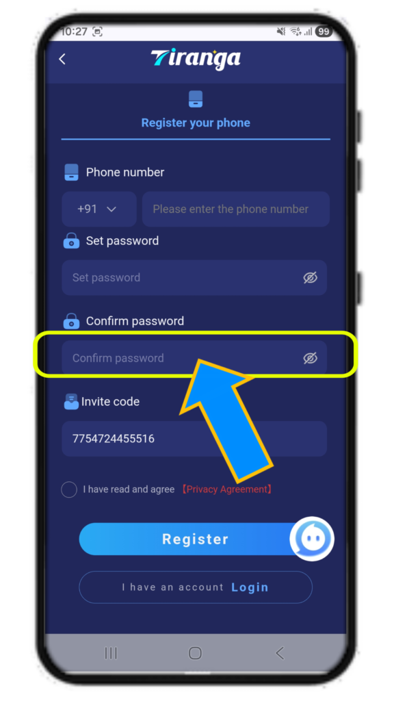 Tiranga Game register