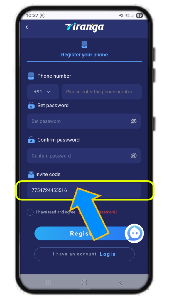 Tiranga Game register